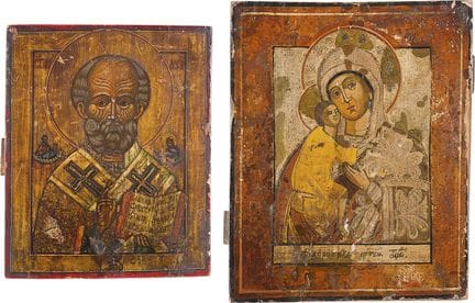 DEUX ICÔNES REPRÉSENTANT SAINT NICOLAS DE MYRE ET 