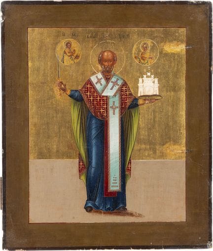 UN PRECIOSO ICONO QUE REPRESENTA A SAN NICOLÁS DE 