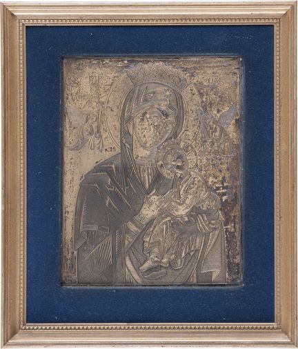 LA MADRE DE DIOS DE LA PASIÓN. Hacia 1900. Plata, 