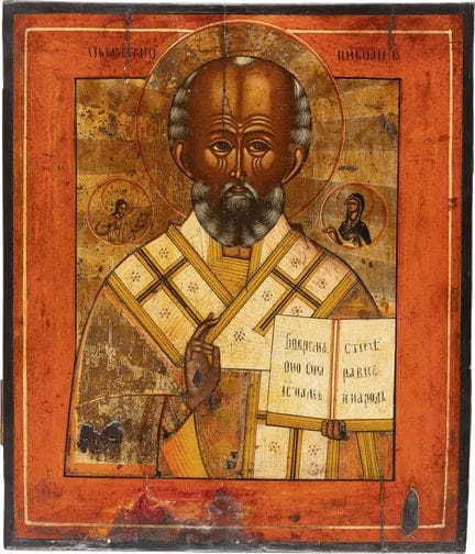 ICONO DE GRAN FORMATO CON SAN NICOLÁS DE MYRA. Rus