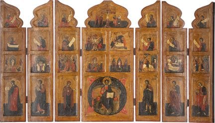 ICONOSTASIS ITINERANTE. Rusia, siglo XVIII. Siete 