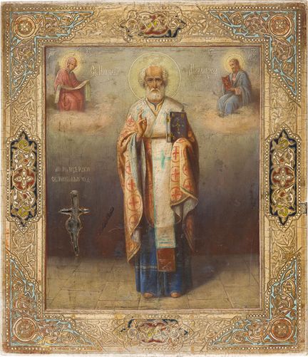 UN ICONO-RELIQUARIO MUY RARO DE SAN NICOLÁS DE MIR