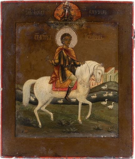 PEQUEÑO ICONO DE SAN TRIFÓN. Rusia, Mstera, siglo 