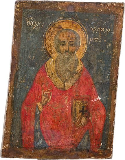 PEQUEÑO ICONO QUE REPRESENTA A SAN CHARALAMPO. Gre