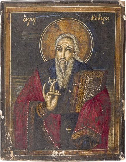 PEQUEÑO ICONO FECHADO QUE REPRESENTA A SAN MODESTO