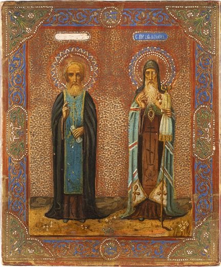 ICÔNE REPRÉSENTANT LES SAINTS SERGE DE RADONÉZH ET