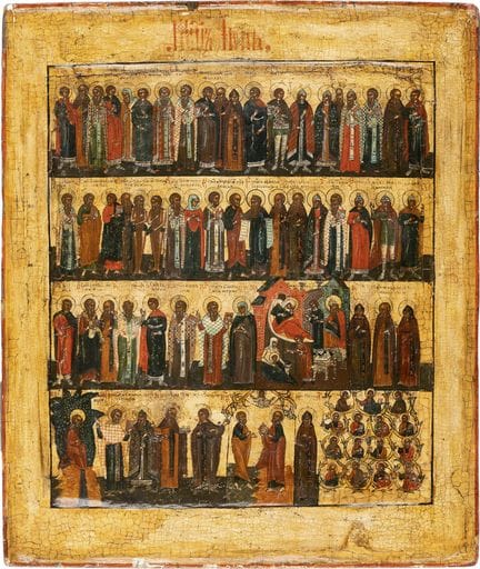 ICONO MENOLÓGICO DE JUNIO. Ruso, siglo XVII. Templ