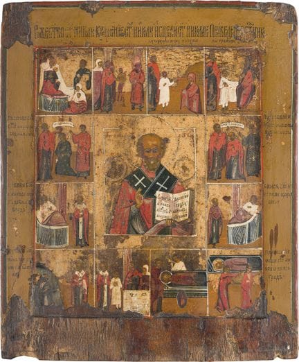 UN ICONO VITA DE SAN NICOLÁS DE MYRA. Rusia, final
