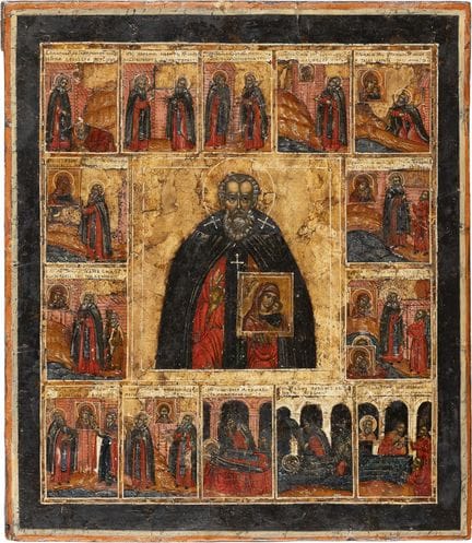 UNE ICÔNE RARE REPRÉSENTANT SAINT ABRAHAM DE GALIC