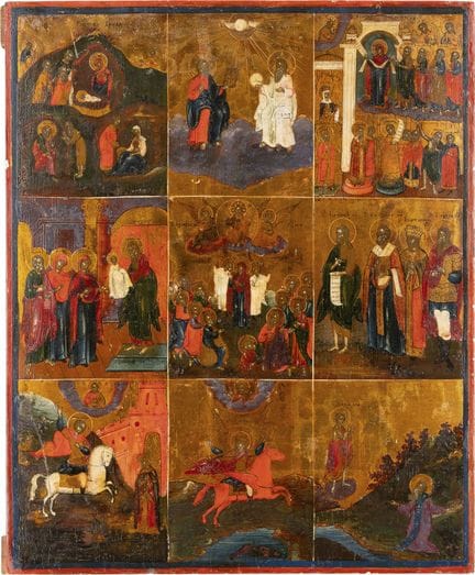 UN GRAN ICONO DE VARIAS PARTES QUE MUESTRA LA TRIN
