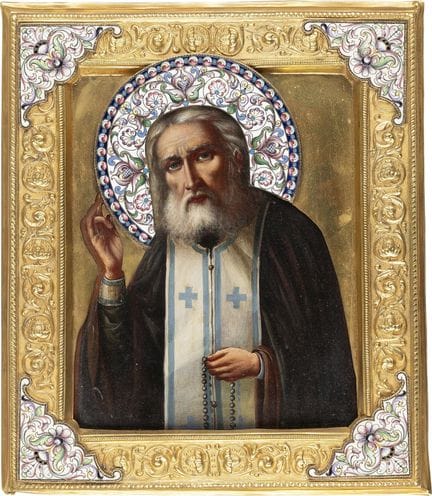 ICÔNE REPRÉSENTANT SAINT SÉRAPHIM DE SAROV AVEC UN