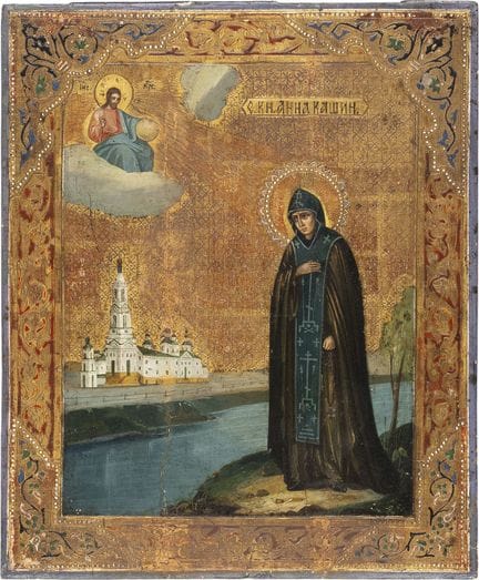 UNE ICÔNE RARE REPRÉSENTANT SAINTE ANNE DE KASHIN.