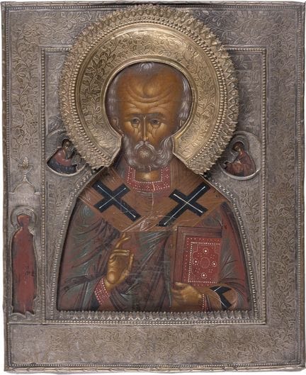 ICONO QUE REPRESENTA A SAN NICOLÁS DE MYRA CON UNA