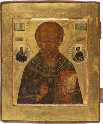 PEQUEÑO ICONO DE SAN NICOLÁS DE MYRA. Rusia, siglo