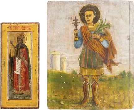 DOS PEQUEÑOS ICONOS QUE REPRESENTAN A SANTA CATALI