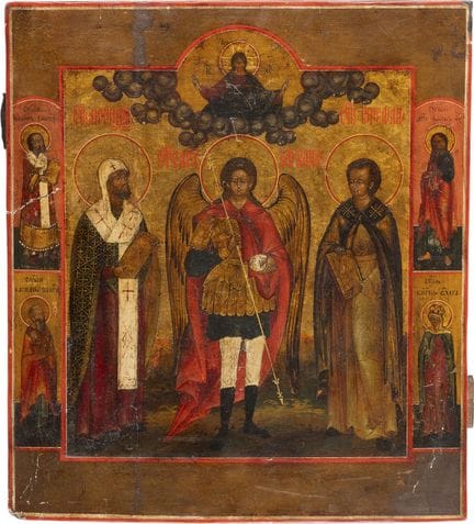 UN GRAN ICONO QUE MUESTRA AL ARCÁNGEL MIGUEL FLANQ