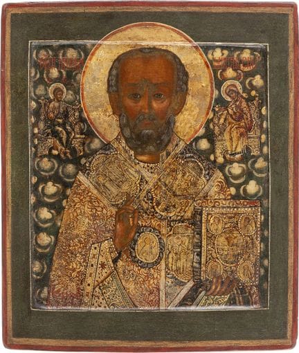 UN PRECIOSO ICONO QUE REPRESENTA A SAN NICOLÁS DE 