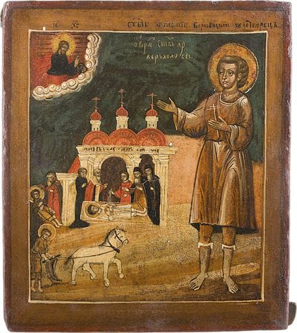 UNE ICÔNE RARE REPRÉSENTANT SAINT ARTÉMIE DE VERKO