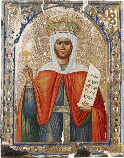 PEQUEÑO ICONO DE SANTA PARASKEVA. Rusia, finales d