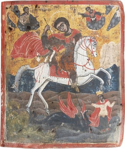 ICONO QUE REPRESENTA A SAN JORGE MATANDO AL DRAGÓN
