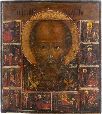 ICONO QUE REPRESENTA A SAN NICOLÁS DE MYRA CON DIE