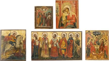 CINCO FRAGMENTOS DE ICONOS QUE MUESTRAN LA TRINIDA