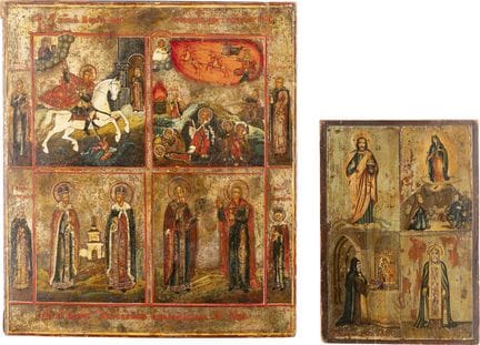 DOS ICONOS CUADRIPARTITOS QUE MUESTRAN A SANTOS SE