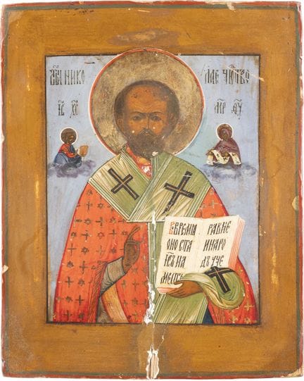PEQUEÑO ICONO DE SAN NICOLÁS DE MIRA. Rusia, siglo