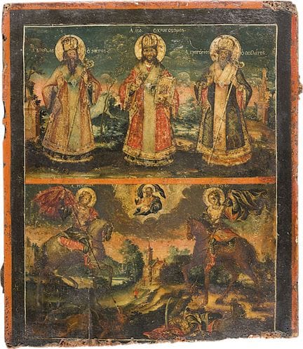 ICONO DE DOS PARTES QUE MUESTRA A LOS TRES PADRES 
