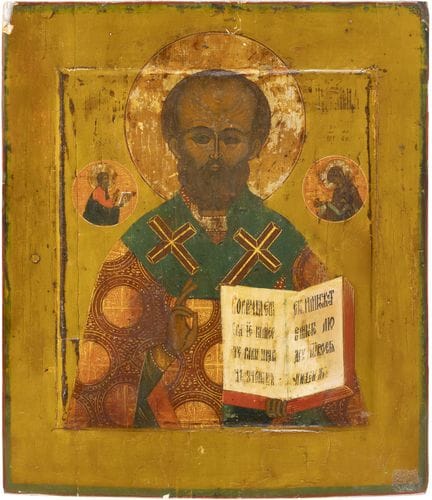 ICONO DE SAN NICOLÁS DE MIRA. Rusia, siglo XIX. Te
