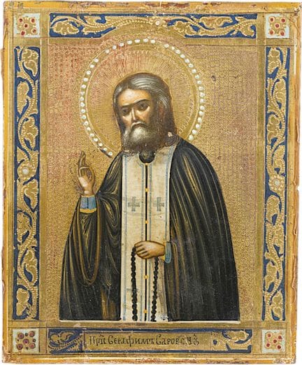 UNE ICÔNE MINIATURE REPRÉSENTANT SAINT SÉRAPHIM DE