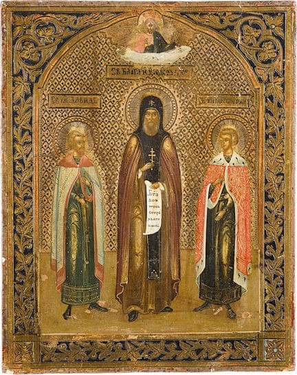 ICÔNE DE SAINT THÉODORE AVEC LES SAINTS PRINCES DA
