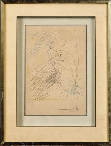 Salvador DALI (1904-1989).
"L'angelo". 
Punta secc