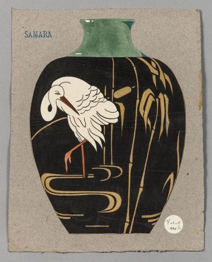 SAMARA
"Projet de vase à la cigogne"
Gouache sur p