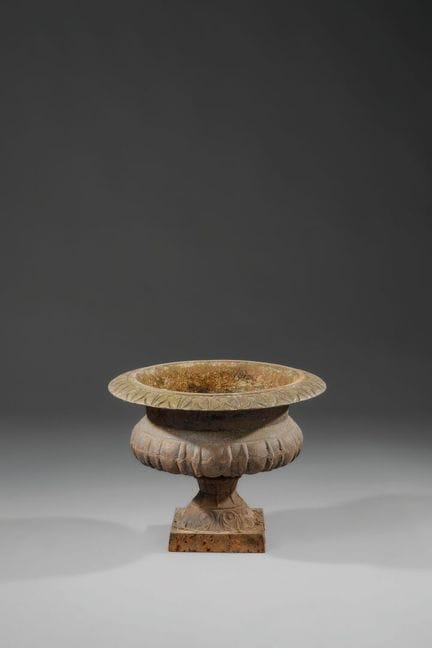 Cast-iron park or garden basin with stylized folia