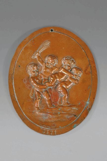 "La correction du jeune faune".
Plaque en cuivre r