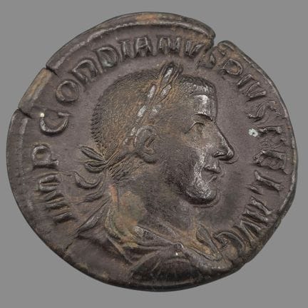 Gordien III (238-244)
Sesterce en bronze
Son buste