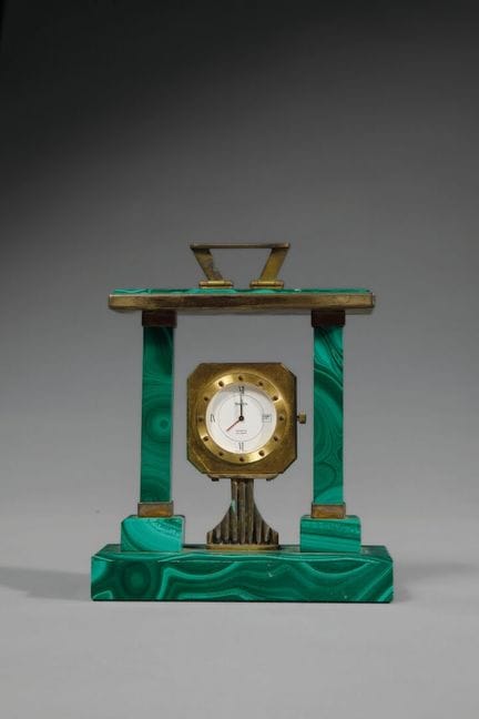 Orologio da tavolo o a pendolo in malachite con fi