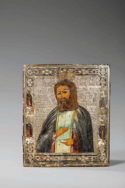 RUSSIE
Icône orthodoxe peinte à Tempera figurant S