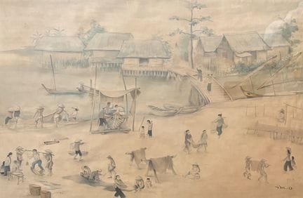 Tran DAC (1922–1980)
Fischerdorf
Tinte auf Seide
S