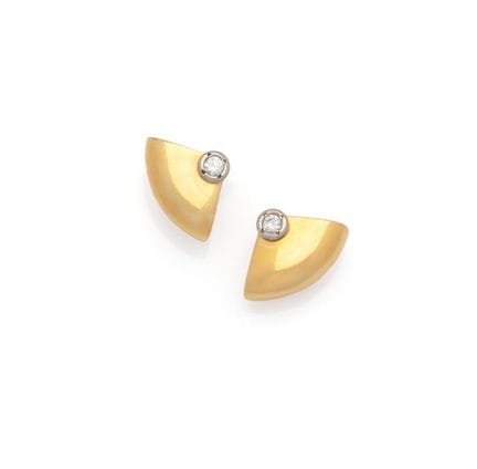 PAIRE DE BOUCLES D'OREILLE en or 2 tons 18K (750/1