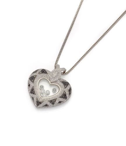 PENDENTIF COEUR en or gris 18K (750/1000) rehaussé