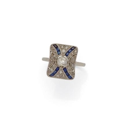 ANELLO ART DÉCO in oro bianco 18 carati (750/1000)