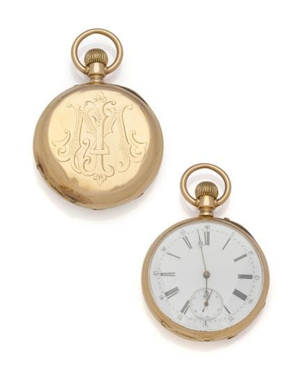 TASCHENUHR aus 18 Karat Gelbgold (750/1000), Gehäu