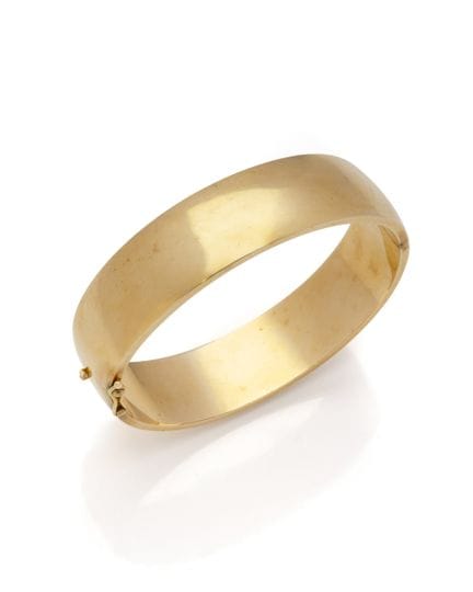 FLACHES, STARRES ARMBAND aus 18 Karat Gelbgold (75