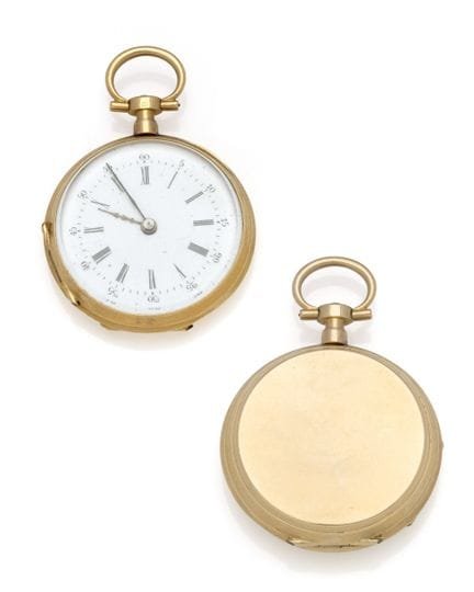 TASCHENUHR aus 18 Karat Gelbgold (750/1000), einfa