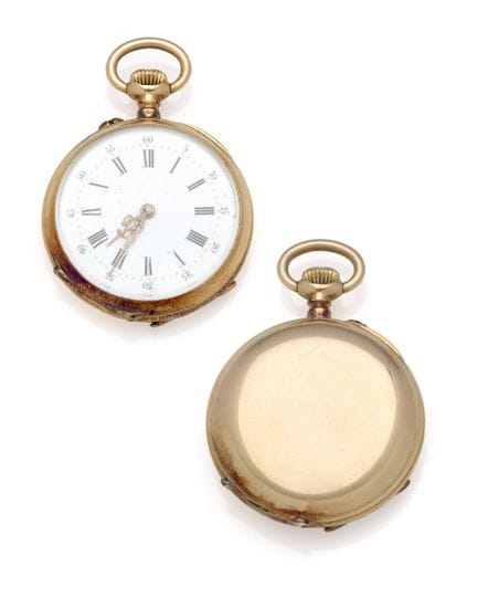 TASCHENUHR aus 18 Karat Gelbgold (750/1000), einfa