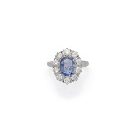 BAGUE MARGUERITE en or gris 18K (750/1000) centrée