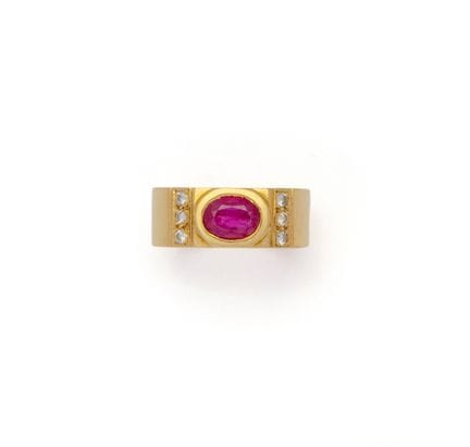BAGUE BANDEAU en or jaune 18K (750/1000) centrée d