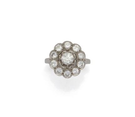 MARGUERITE-RING aus 18 Karat Weißgold (750/1000) m